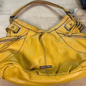 Etienne Aigner Mustard Yellow Leather Hobo Bag